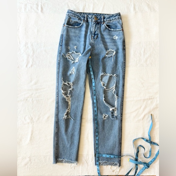 Asos High Rise Step Cut out Destroyed Jeans - Picture 3 of 10
